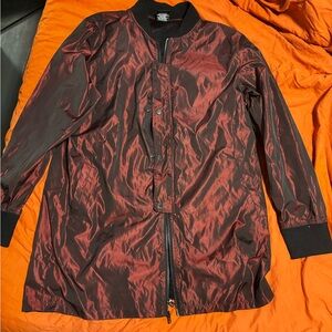 Men's Maroon Longline Bomber Jacket